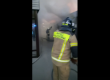 В Сети появилось видео пожара на рязанском рынке в Дашково-Песочне