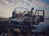 Самоходка «Мста-С» уничтожила груженый боеприпасами грузовик ВСУ