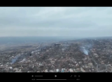 RusVesna: дрон показал круговую панораму Бахмута, пылающего в огне сражений
